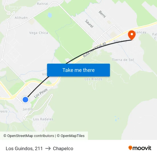Los Guindos, 211 to Chapelco map