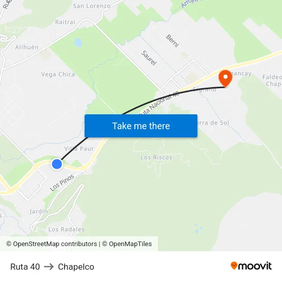 Ruta 40 to Chapelco map