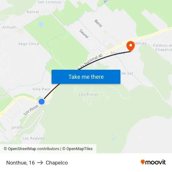 Nonthue, 16 to Chapelco map
