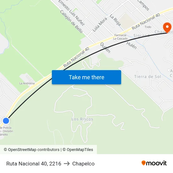 Ruta Nacional 40, 2216 to Chapelco map