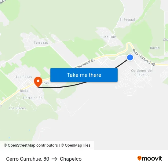 Cerro Curruhue, 80 to Chapelco map