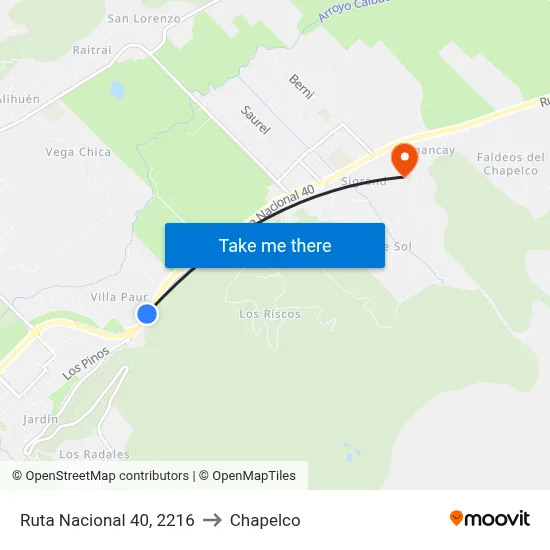 Ruta Nacional 40, 2216 to Chapelco map