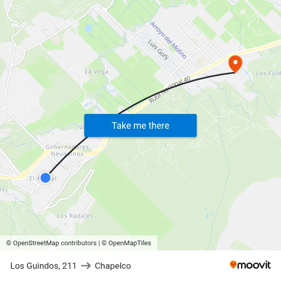 Los Guindos, 211 to Chapelco map