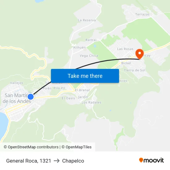 General Roca, 1321 to Chapelco map