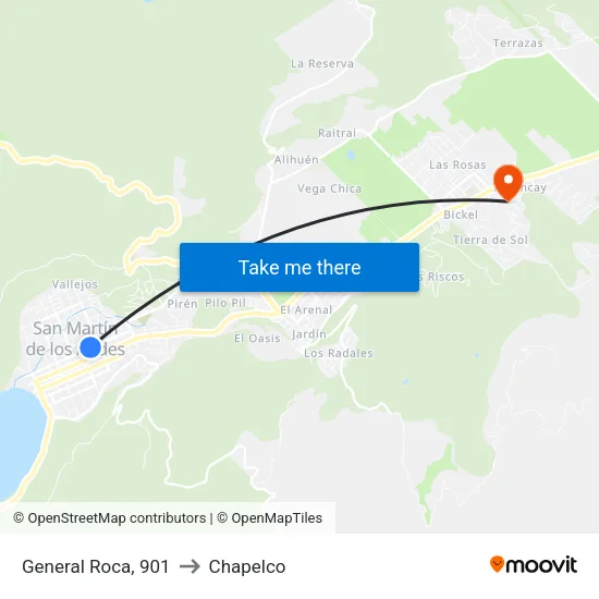 General Roca, 901 to Chapelco map
