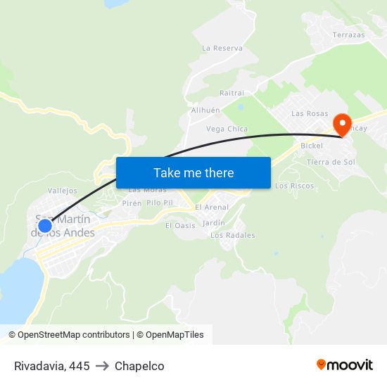 Rivadavia, 445 to Chapelco map