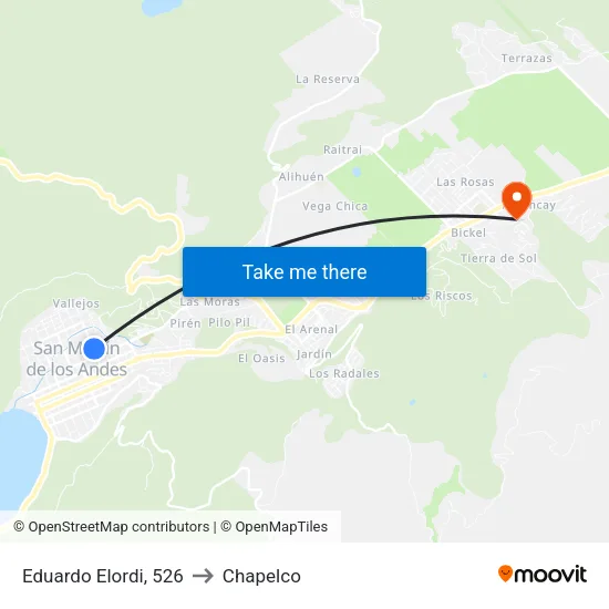 Eduardo Elordi, 526 to Chapelco map