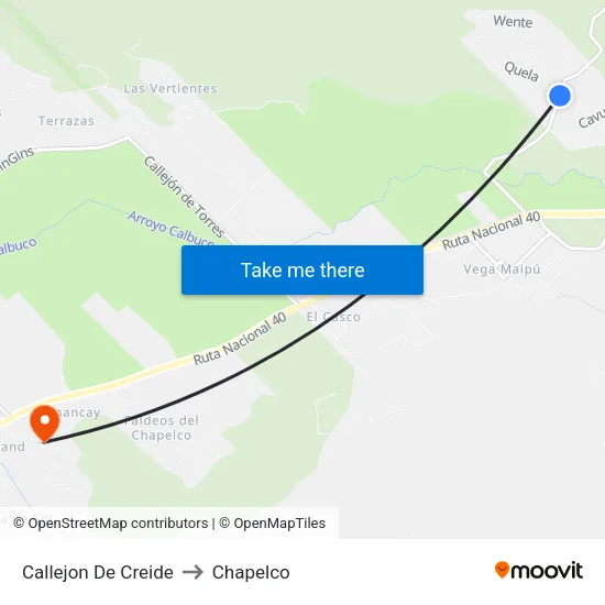 Callejon De Creide to Chapelco map