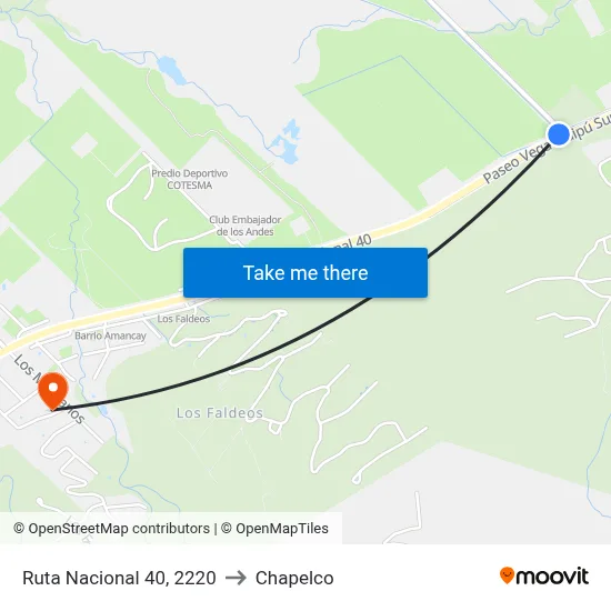 Ruta Nacional 40, 2220 to Chapelco map
