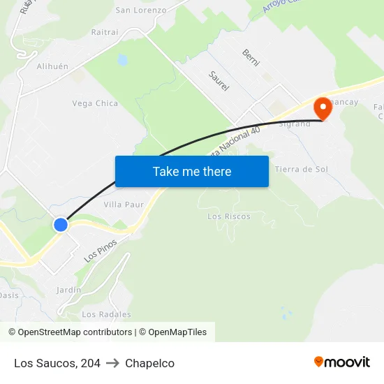 Los Saucos, 204 to Chapelco map