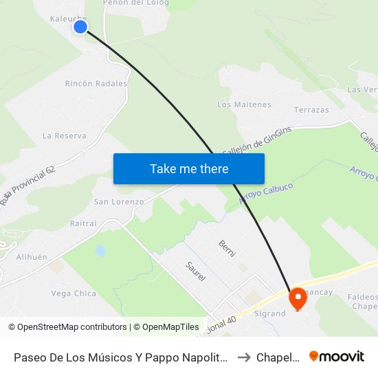 Paseo De Los Músicos Y Pappo Napolitano to Chapelco map