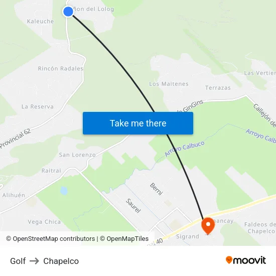 Golf to Chapelco map