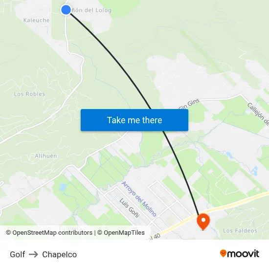 Golf to Chapelco map