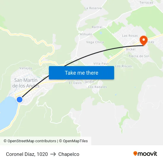 Coronel Díaz, 1020 to Chapelco map