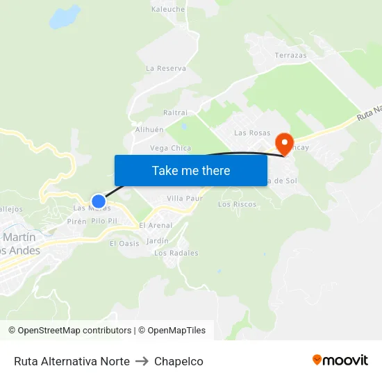 Ruta Alternativa Norte to Chapelco map