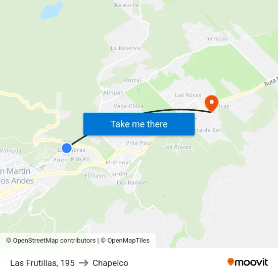 Las Frutillas, 195 to Chapelco map