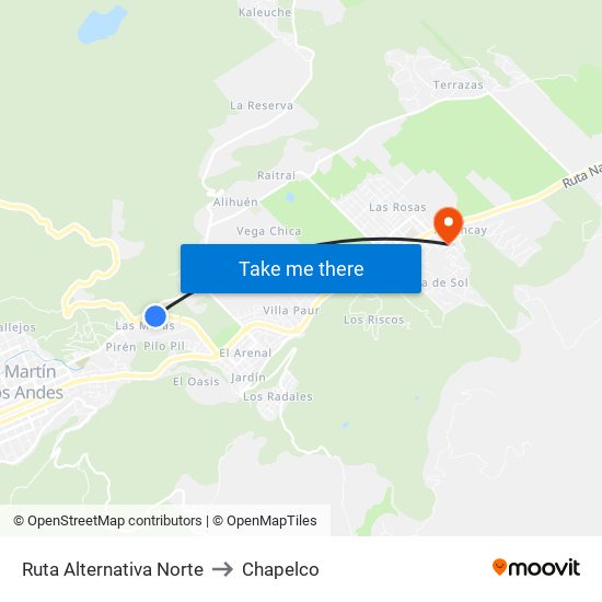 Ruta Alternativa Norte to Chapelco map