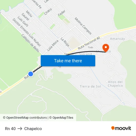 Rn 40 to Chapelco map