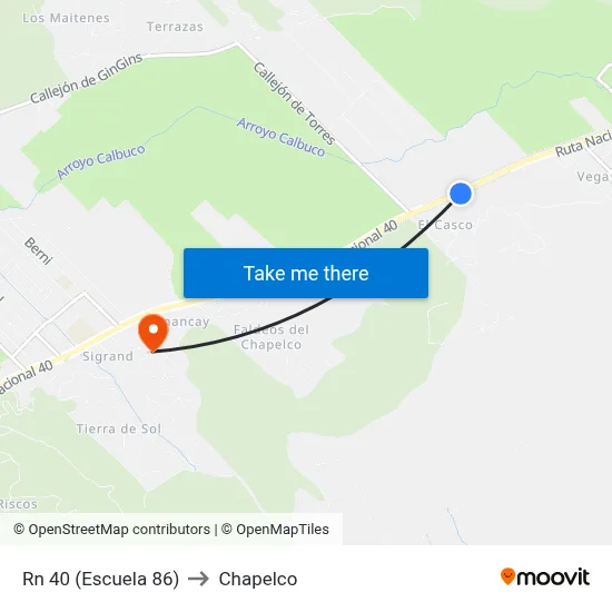 Rn 40 (Escuela 86) to Chapelco map
