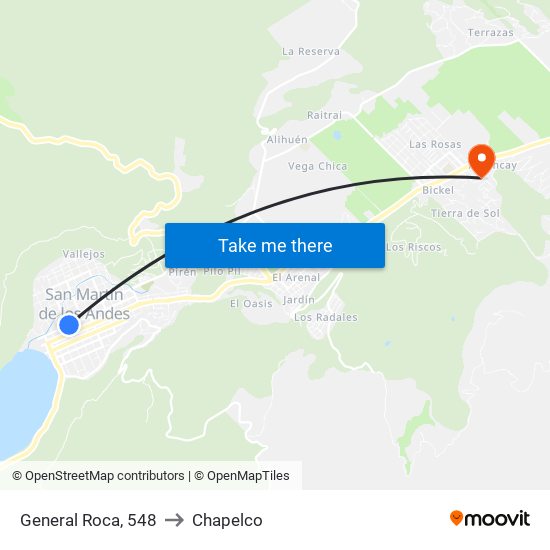 General Roca, 548 to Chapelco map