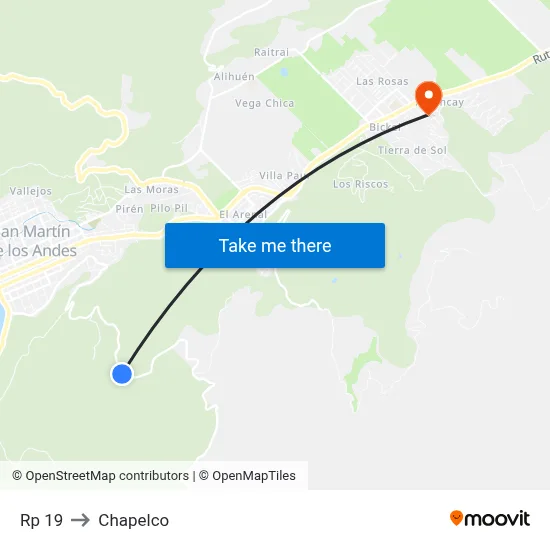 Rp 19 to Chapelco map