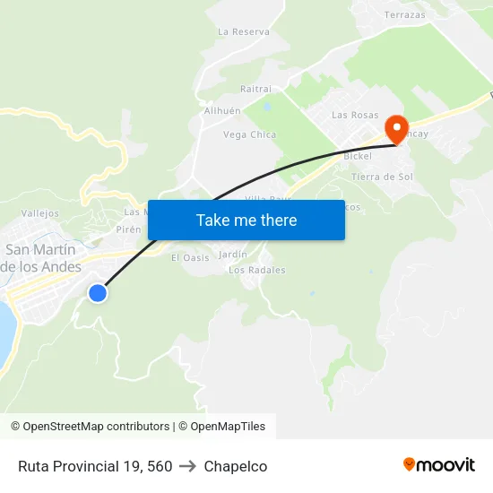 Ruta Provincial 19, 560 to Chapelco map