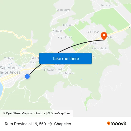 Ruta Provincial 19, 560 to Chapelco map
