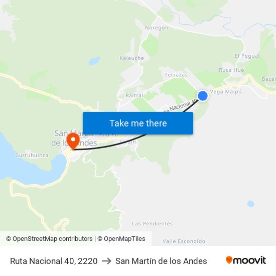 Ruta Nacional 40, 2220 to San Martín de los Andes map