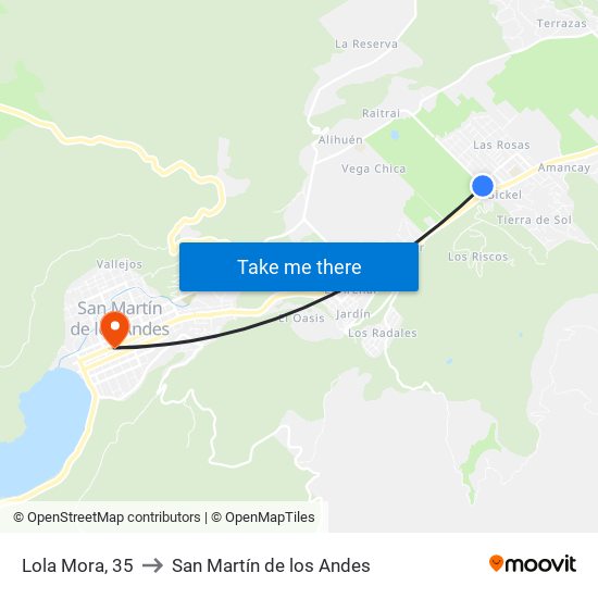 Lola Mora, 35 to San Martín de los Andes map