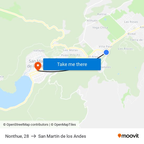 Nonthue, 28 to San Martín de los Andes map