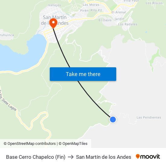 Base Cerro Chapelco (Fin) to San Martín de los Andes map