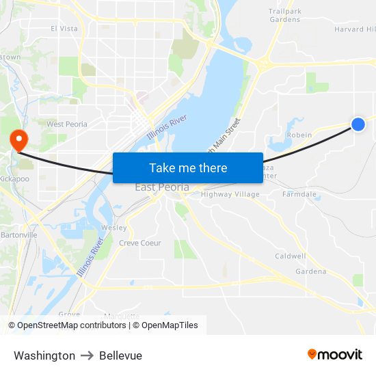 Washington to Bellevue map