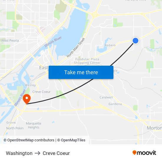 Washington to Creve Coeur map