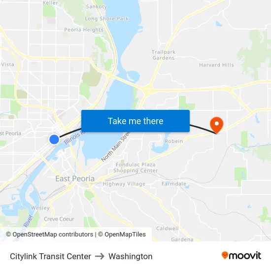 Citylink Transit Center to Washington map