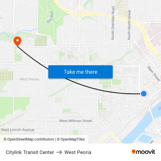 Citylink Transit Center to West Peoria map