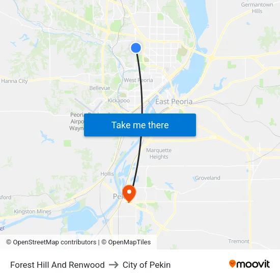 Forest Hill And Renwood to City of Pekin map