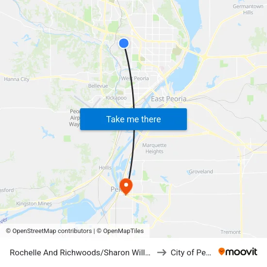 Rochelle And Richwoods/Sharon Willows to City of Pekin map