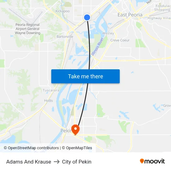 Adams And Krause to City of Pekin map