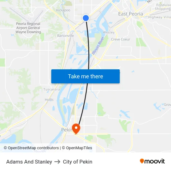 Adams And Stanley to City of Pekin map