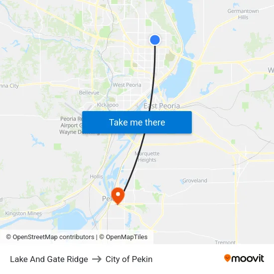 Lake And Gate Ridge to City of Pekin map