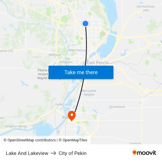 Lake And Lakeview to City of Pekin map