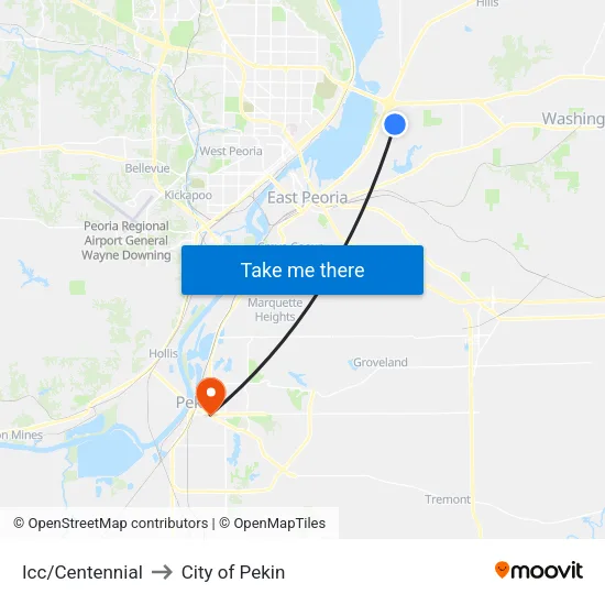 Icc/Centennial to City of Pekin map