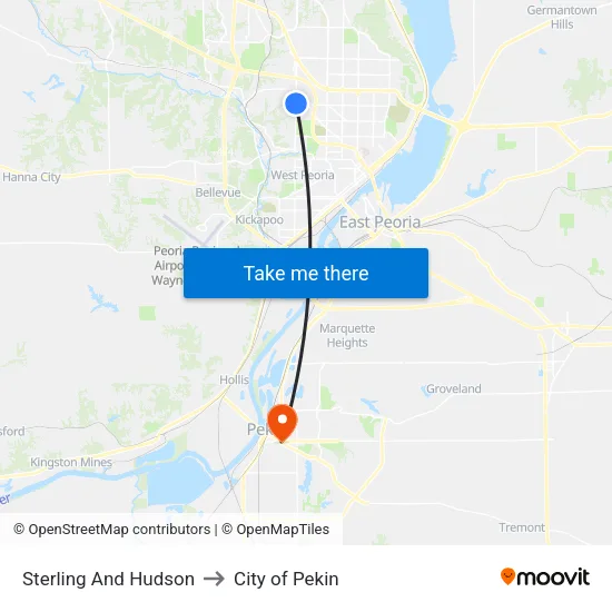 Sterling And Hudson to City of Pekin map