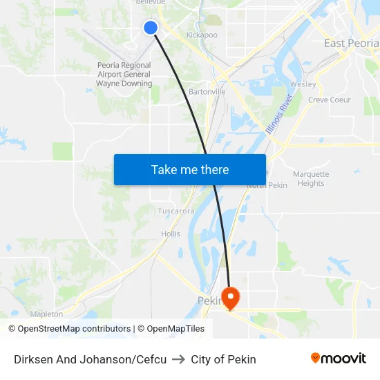Dirksen And Johanson/Cefcu to City of Pekin map