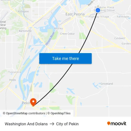 Washington And Dolans to City of Pekin map