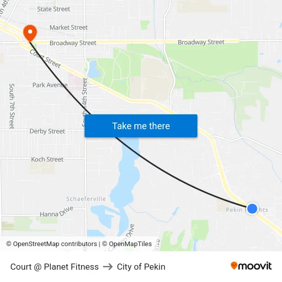Court @ Planet Fitness to City of Pekin map