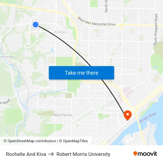 Rochelle And Kiva to Robert Morris University map