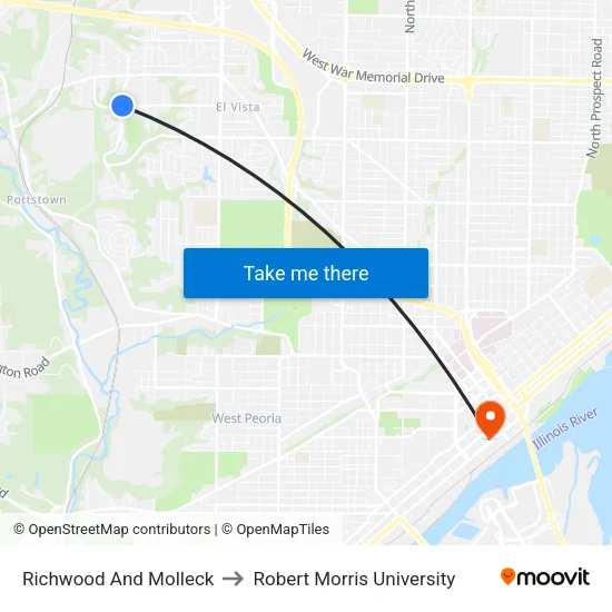 Richwood And Molleck to Robert Morris University map