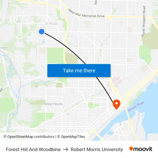 Forest Hill And Woodbine to Robert Morris University map
