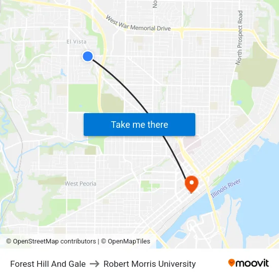 Forest Hill And Gale to Robert Morris University map